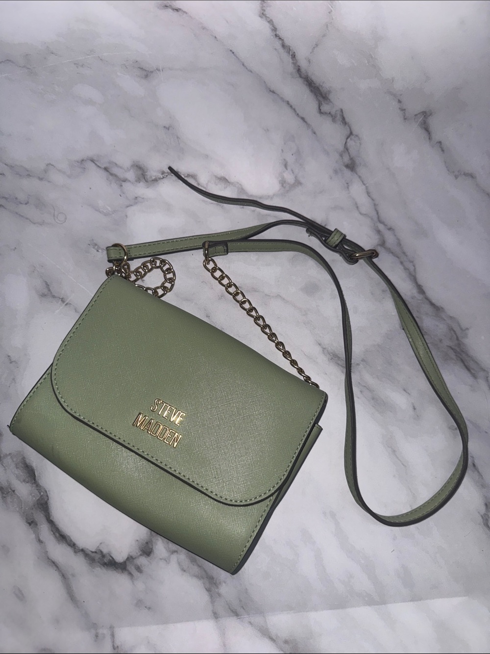 Steve Madden Sage Green Crossbody with Gold Chain